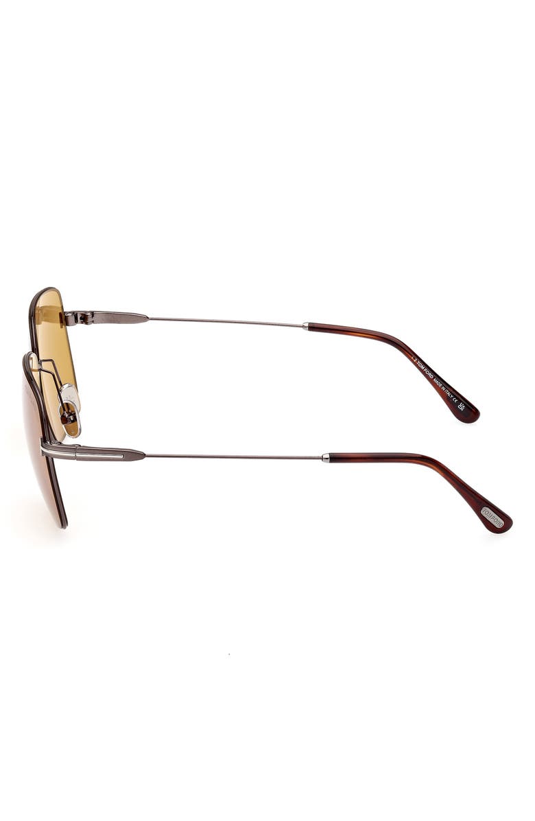 TOM FORD 58mm Square Sunglasses, Alternate, color, Shiny Gunmetal / Brown