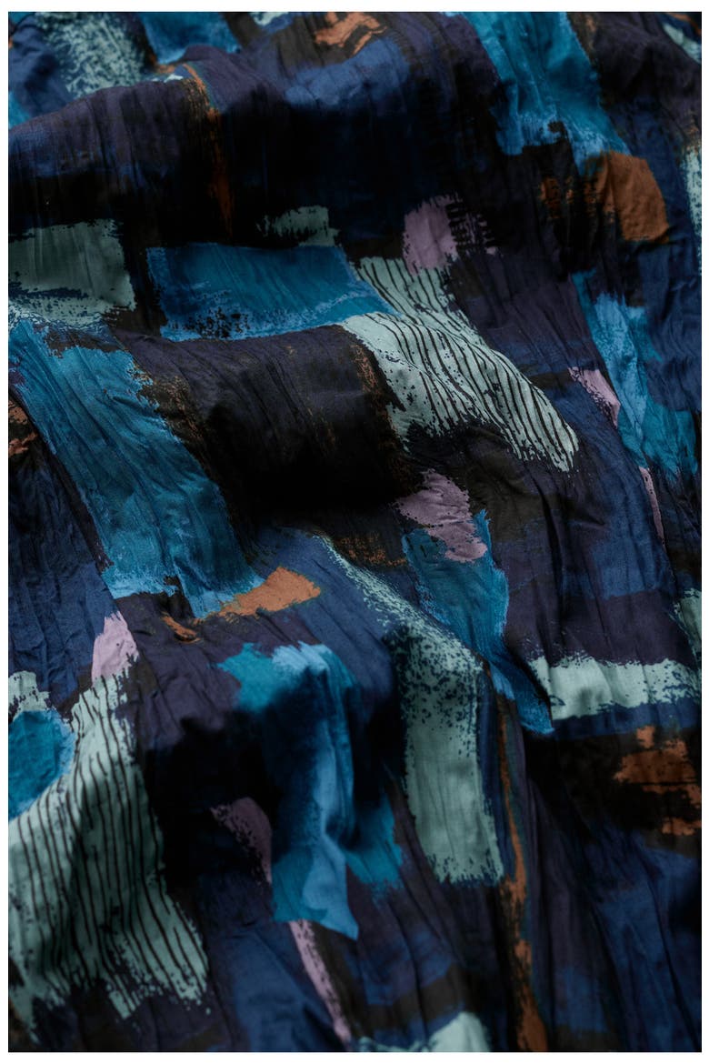 Larissa Crinkled Organic Cotton Shirt, Alternate, color, PAINT TEXTURE MARITIME