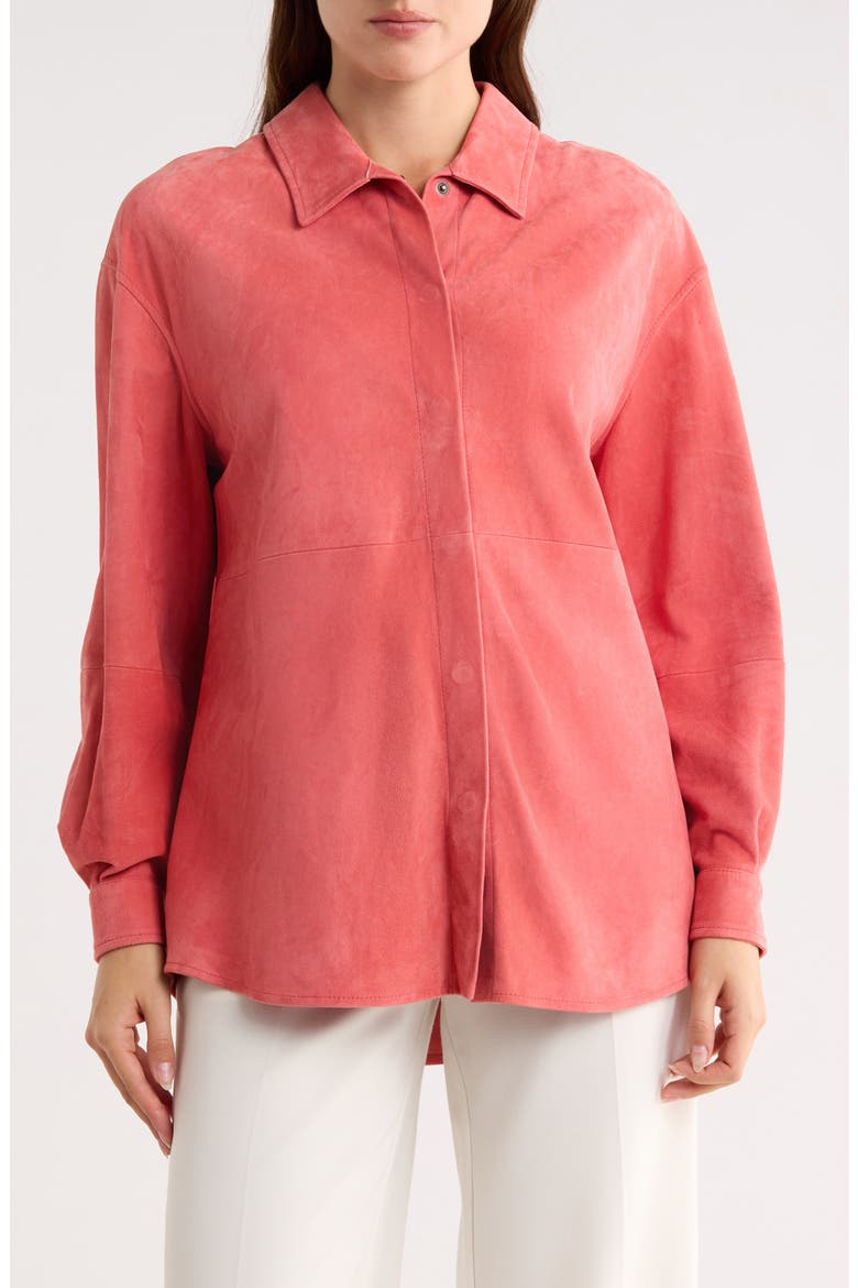 Leather Shirt, Main, color, CORAL