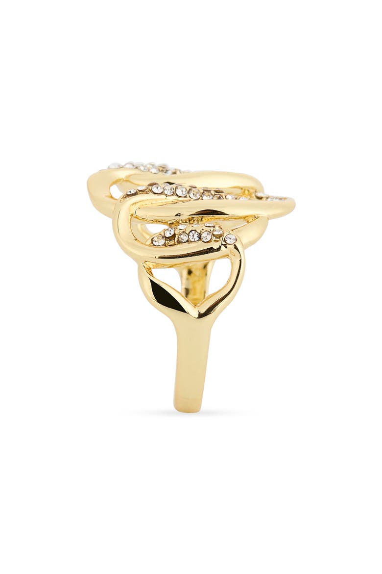 Pavé CZ Oval Link Ring, Alternate, color, CLEAR/ GOLD