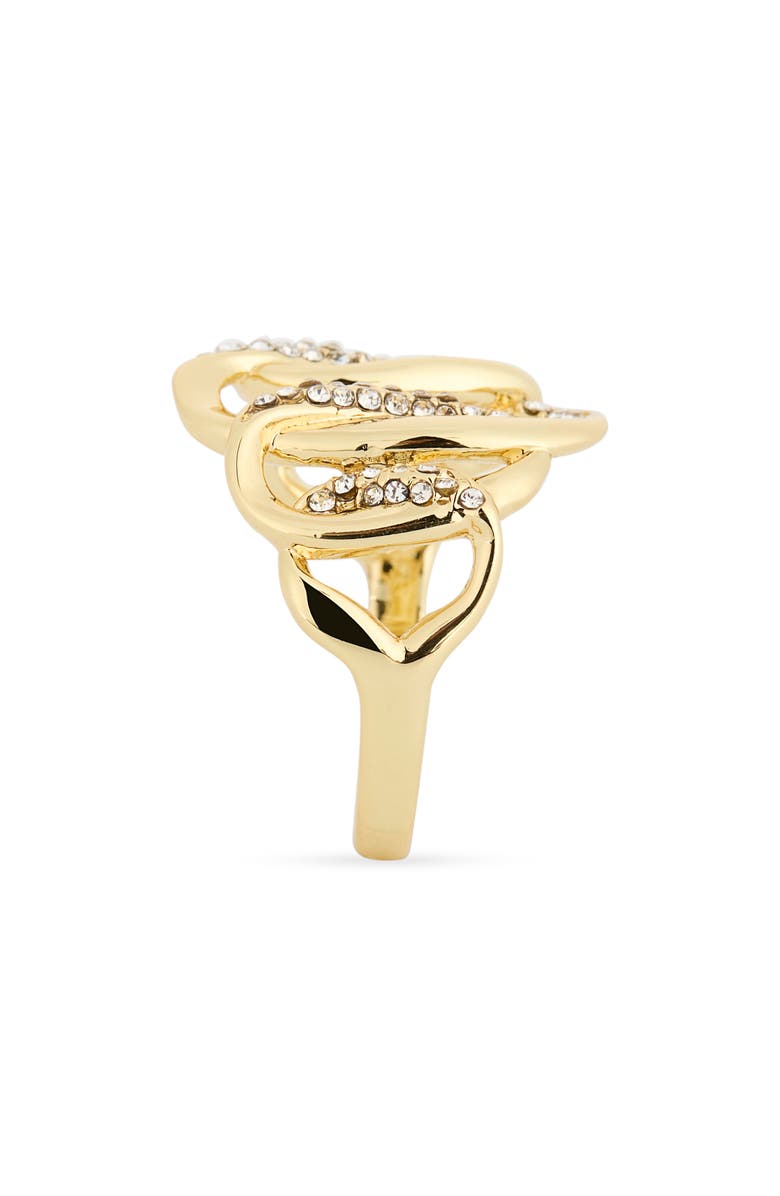 Covet Pavé CZ Oval Link Ring, Alternate, color, Clear/ Gold