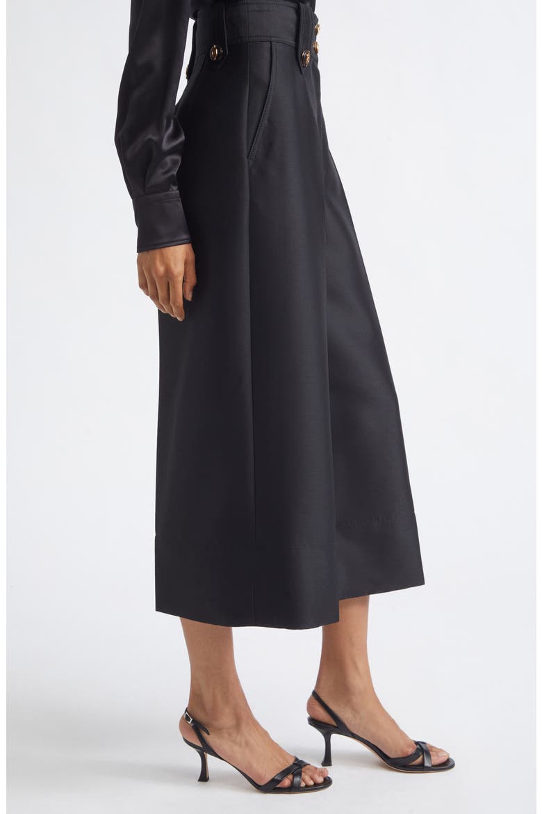 Valiant High Waist Wool & Silk Wide Leg Culottes, Alternate, color, BLACK