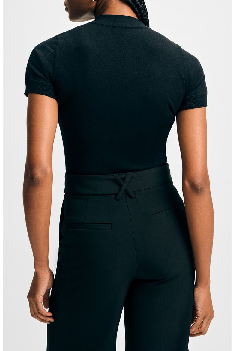 Mock Neck Short Sleeve Sweater, Alternate, color, BLACK