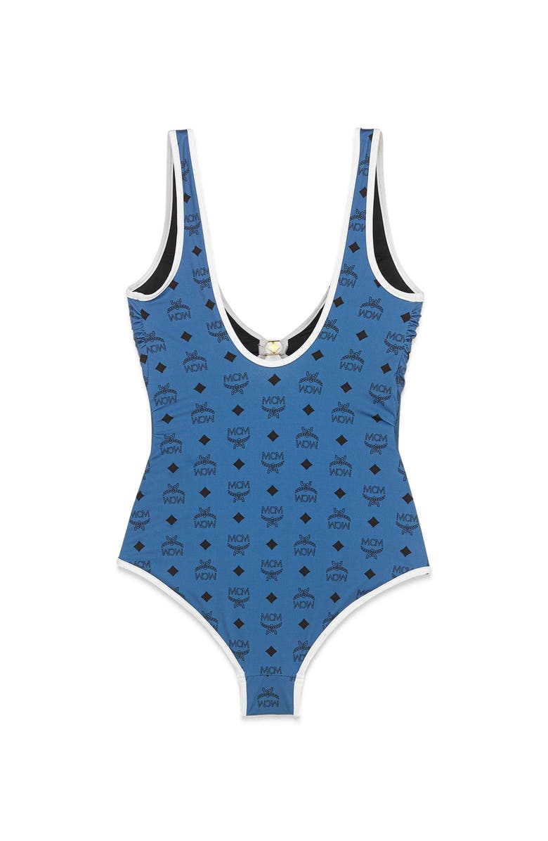 MCM Monogram Print Swimsuit, Alternate, color, 