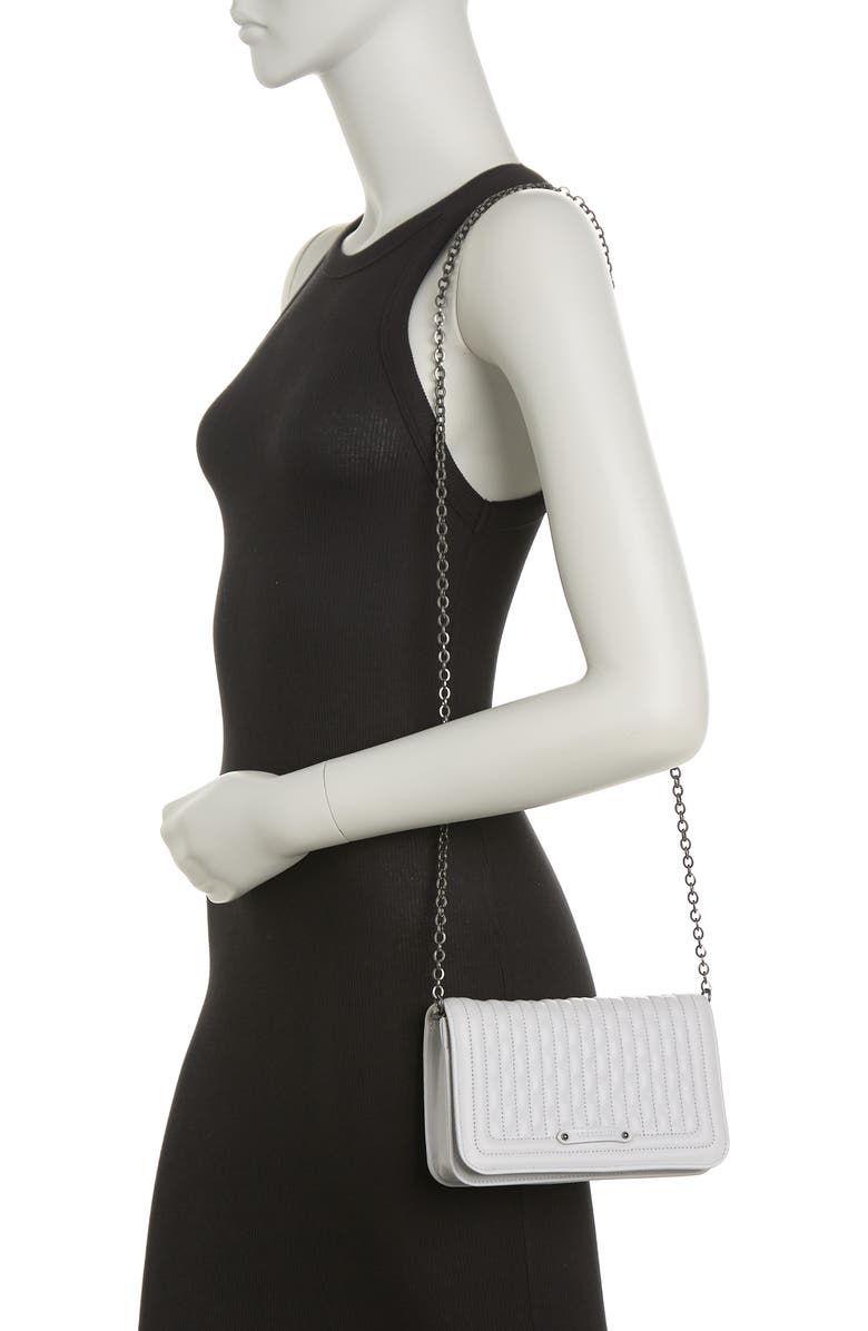 Longchamp Quilted Crossbody Wallet On a Chain, Alternate, color, Pearl