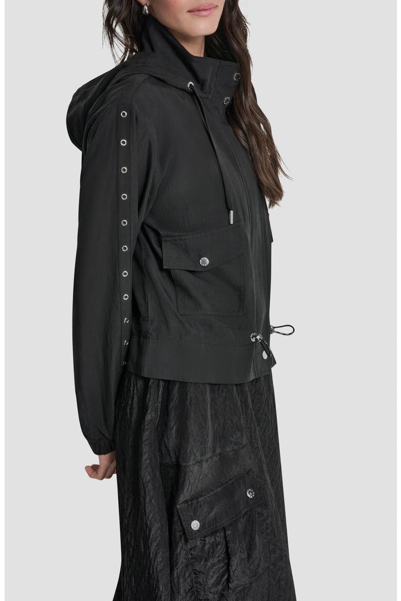 Studded Hooded Anorak, Alternate, color, BLACK