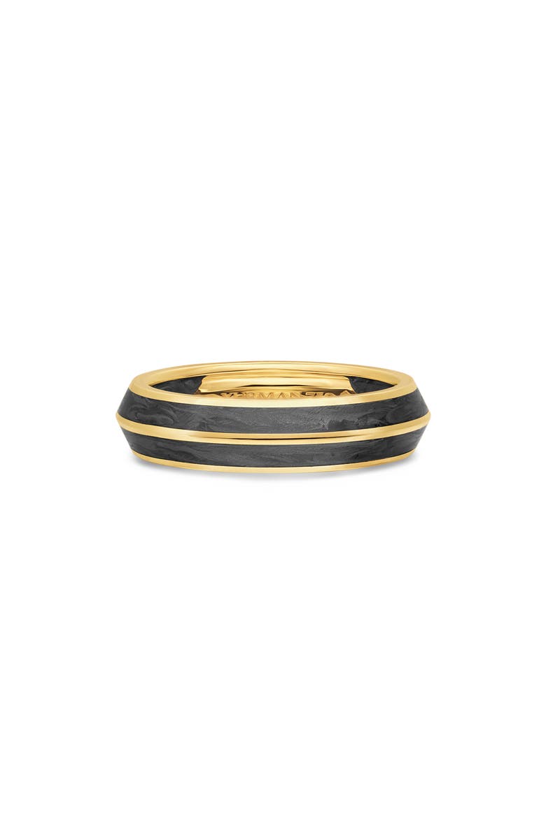 David Yurman Knife Edge Band Ring in 18K Yellow Gold with Forged Carbon, Alternate, color, Gold