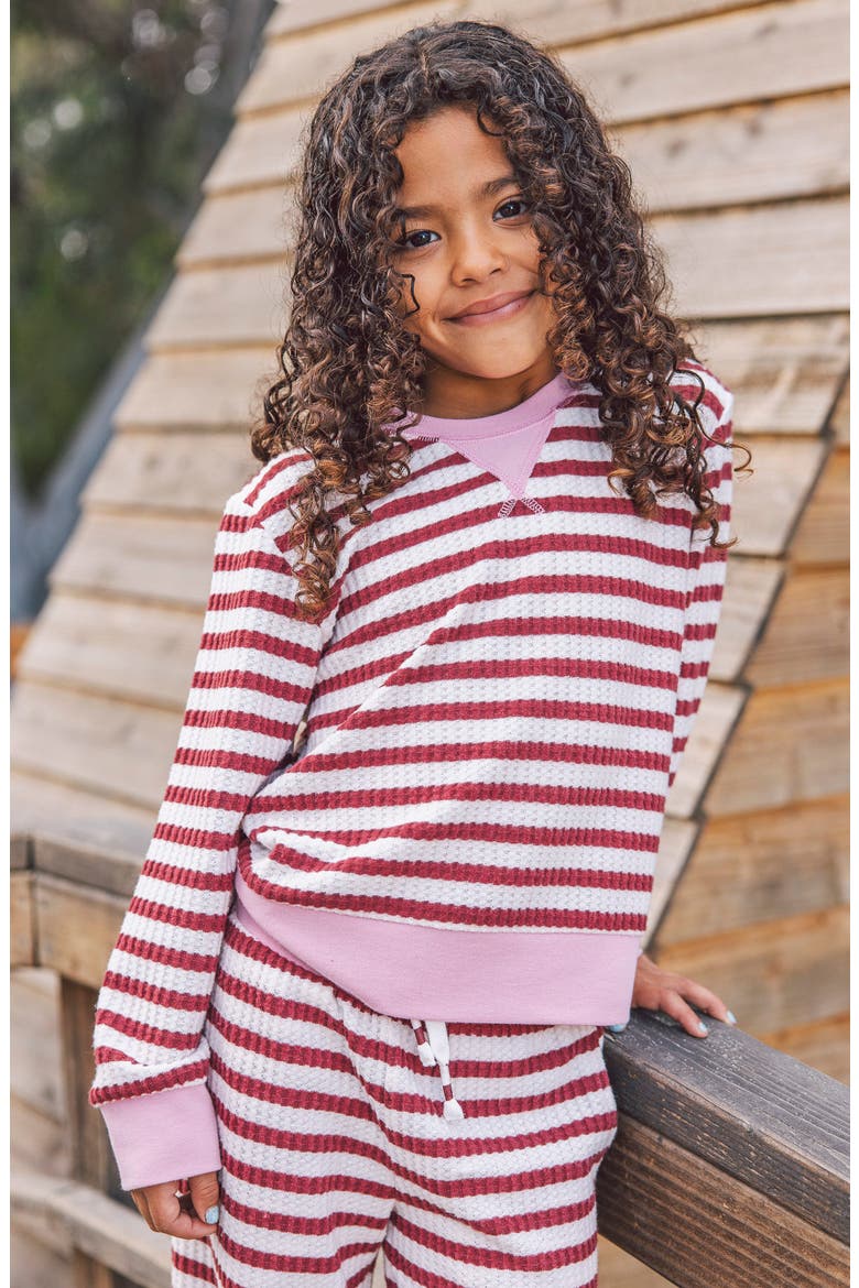 Scout Stripe Waffle Top, Alternate, color, MYSTIC MAROON