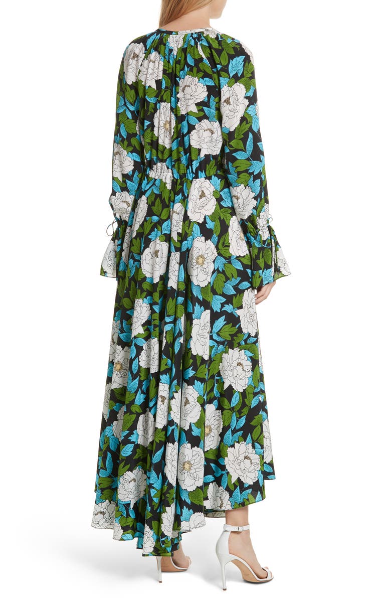 DVF Diane von Furstenberg Floral Silk Maxi Dress, Alternate, color, 