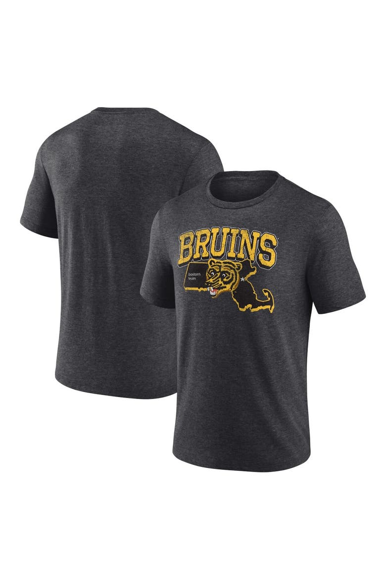 Men's Fanatics Branded  Heather Charcoal Boston Bruins Centennial Team Tri-Blend T-Shirt, Main, color, Heather Charcoal