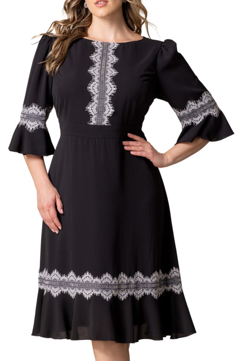Villa Lace Trim Cocktail Dress, Alternate, color, BLACK NOIR