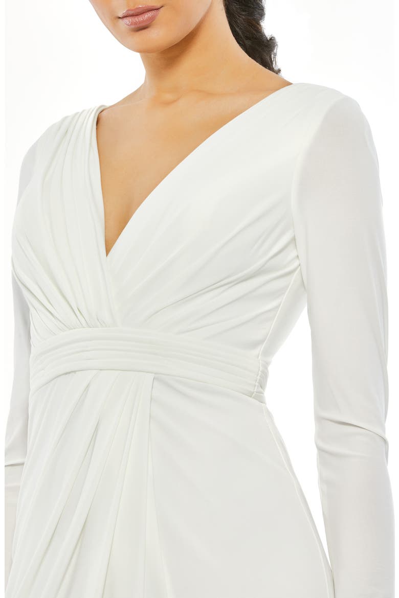Long Sleeve Wrap Jersey Gown, Alternate, color, WHITE