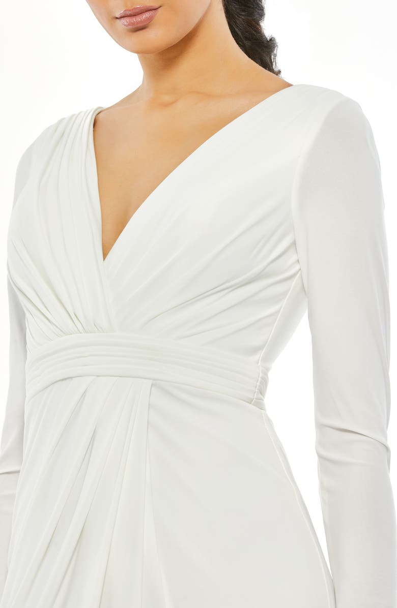Mac Duggal Long Sleeve Wrap Jersey Gown, Alternate, color, 