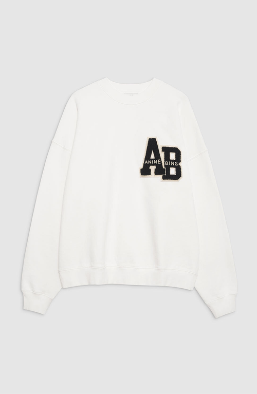Anine Bing Miles Oversized Sweatshirt Letterman In White