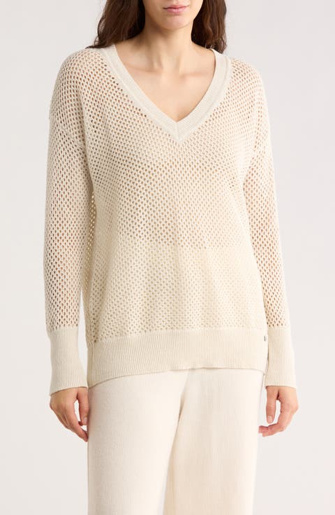 Open Stitch Cotton Blend Sweater