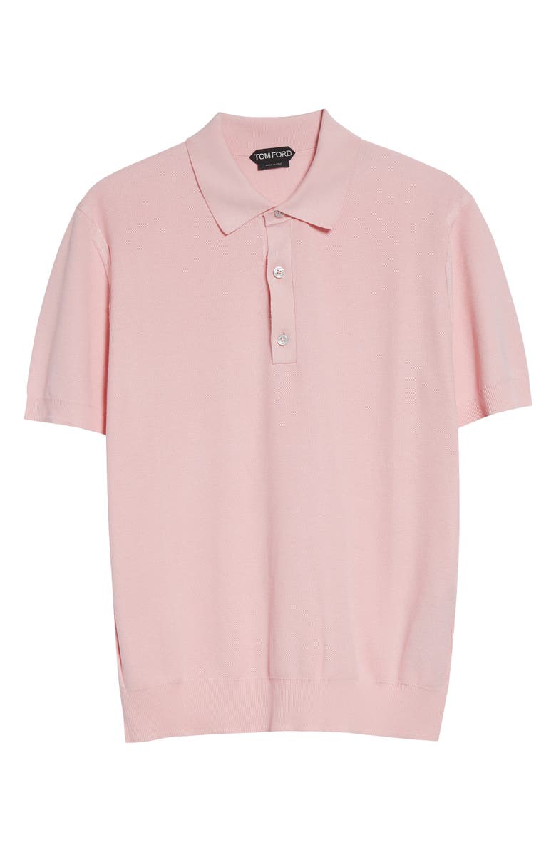 TOM FORD Silk & Cotton Piqué Polo, Main, color, Rosebloom