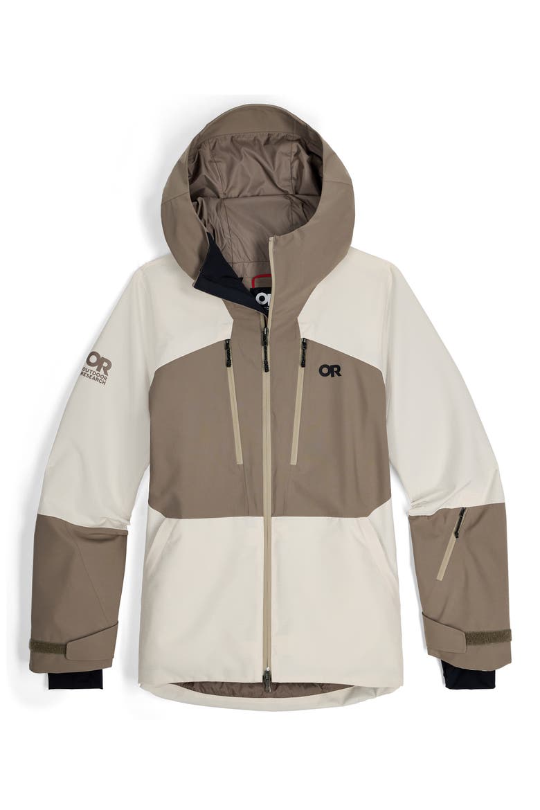 Powderverse Waterproof Ski Jacket, Alternate, color, OYSTER/ SABLE