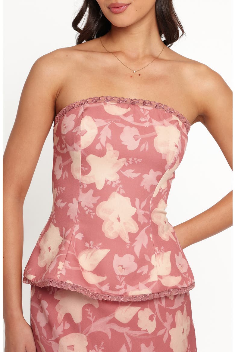 Mera Strapless Peplum Top, Main, color, TERRACOTTA FLORAL