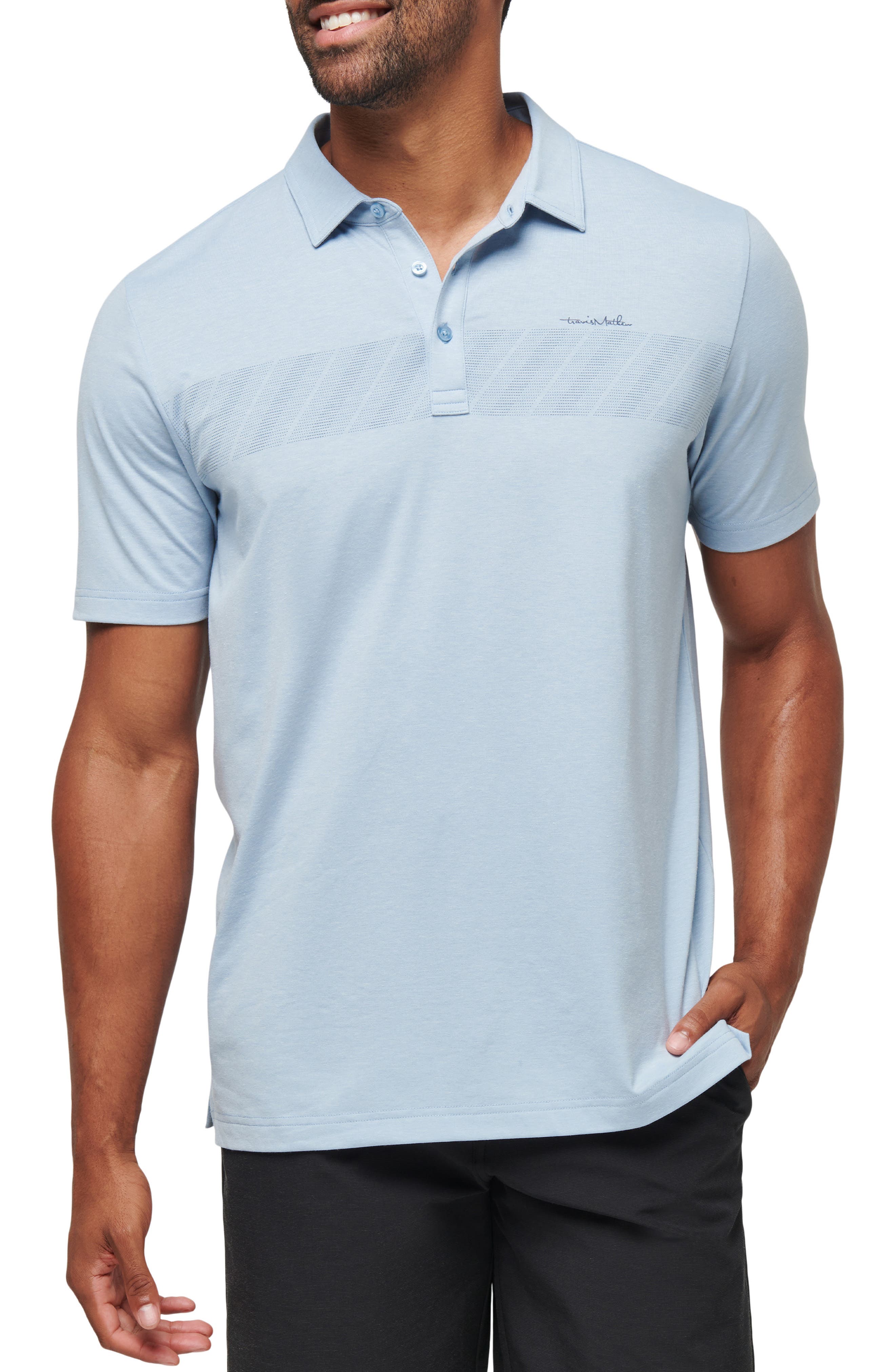 TravisMathew The Heater Jungle Pyramid Chest Stripe Golf Polo