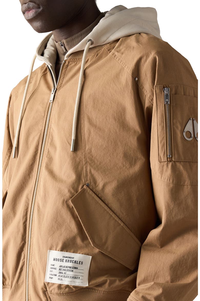 Skylark Stretch Cotton Canvas Bomber Jacket with Removable Hoodie Insert, Alternate, color, DRIFTWOOD/ ALABASTER