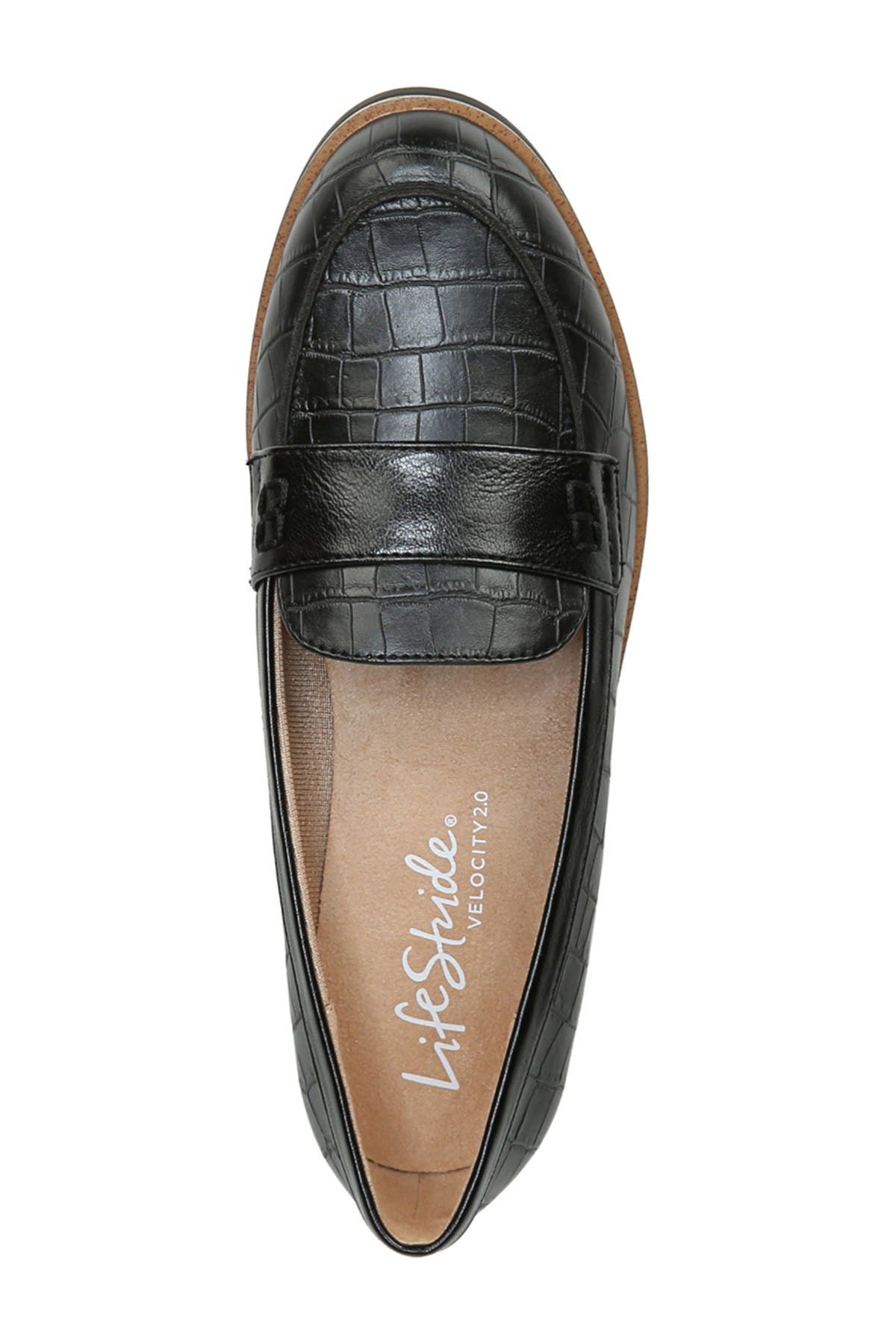 LifeStride Zee Croc Embossed Leather Loafer - Wide Width Available, Alternate, color, 