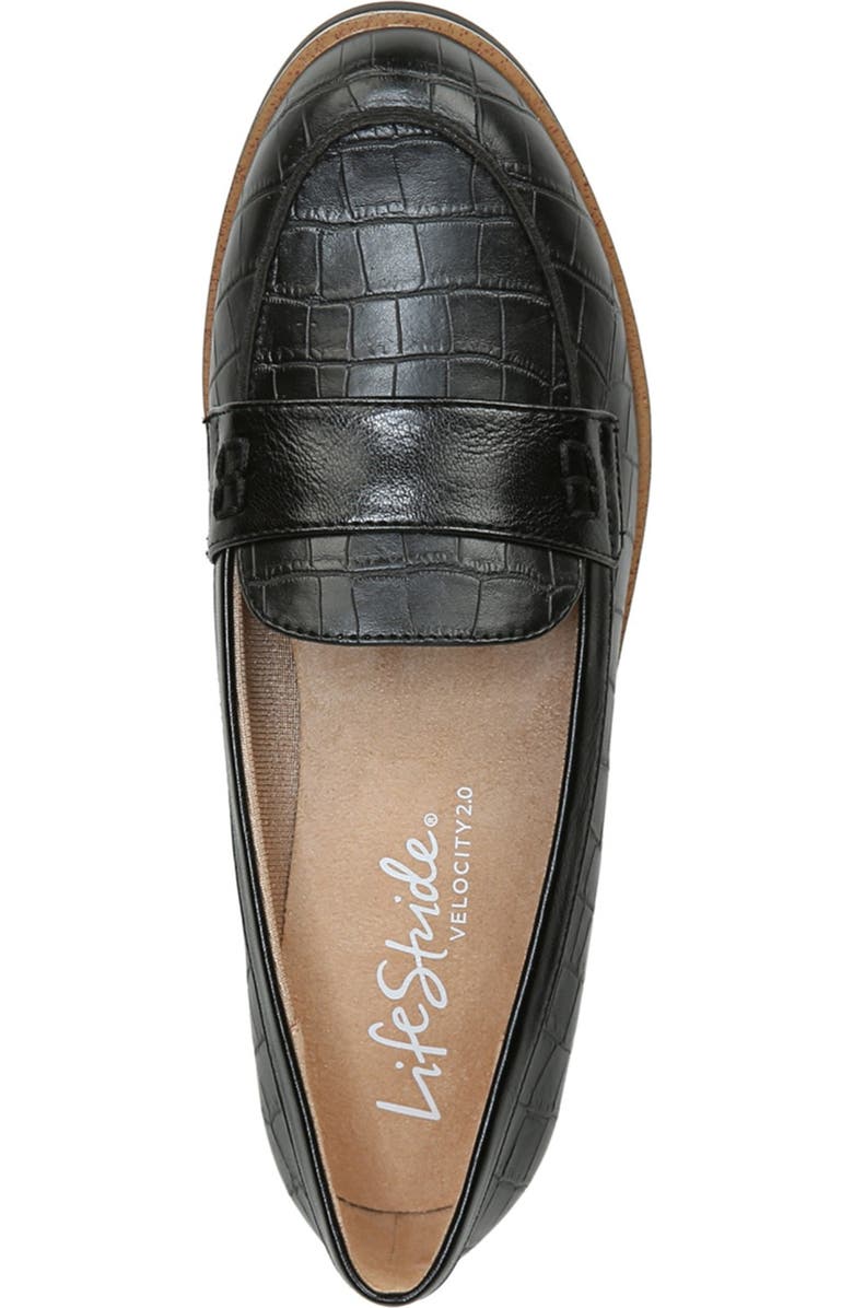 LifeStride Zee Croc Embossed Leather Loafer - Wide Width Available, Alternate, color,