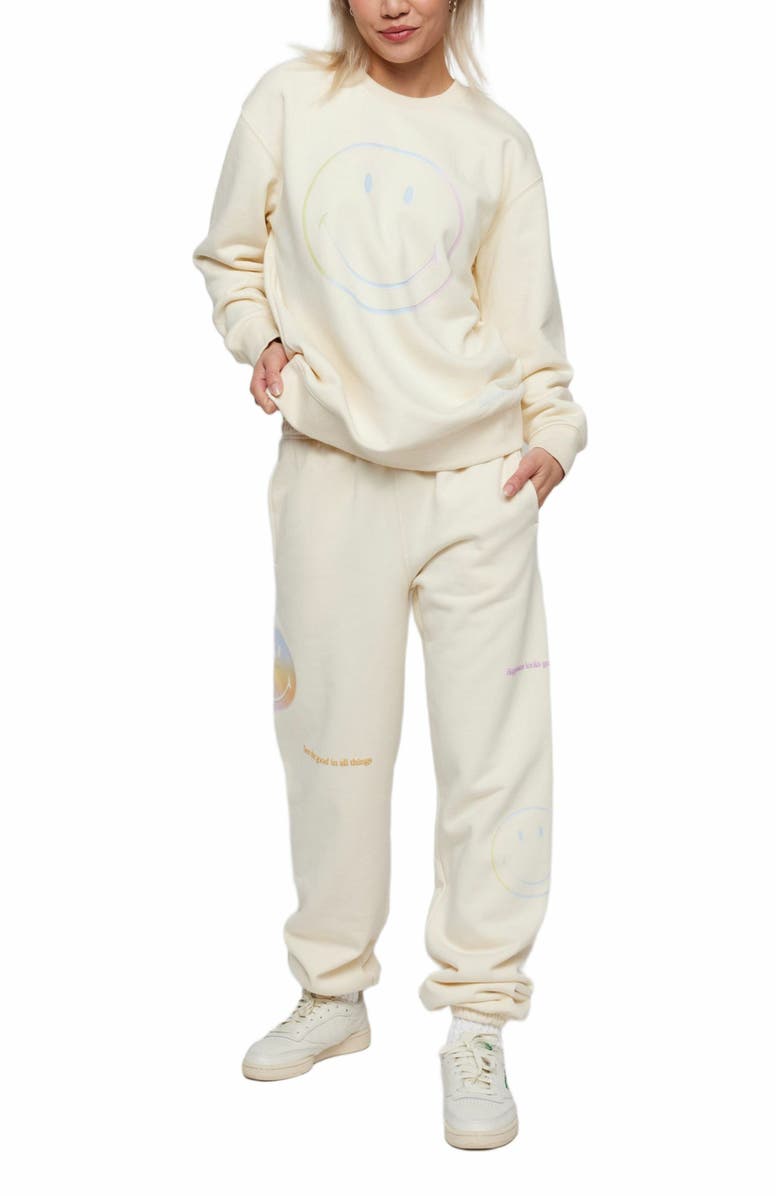 Samii Ryan | Smiley Radiate Happiness Sweatpants , Ivory , Large , 4, Main, color, Bone