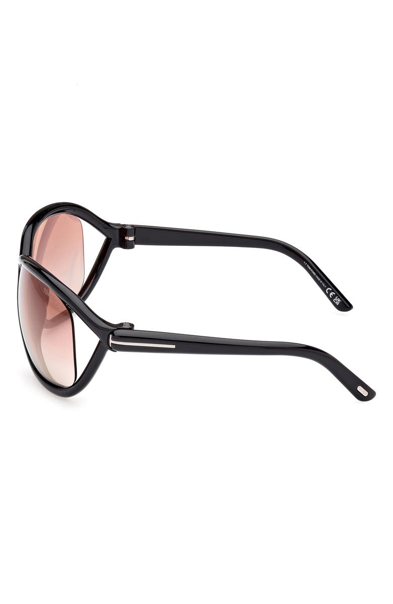 TOM FORD 68mm Gradient Square Sunglasses, Alternate, color, Shiny Black / Mirror Violet