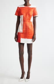 Jason Wu Collection Collage Print Matte Duchesse Satin Minidress