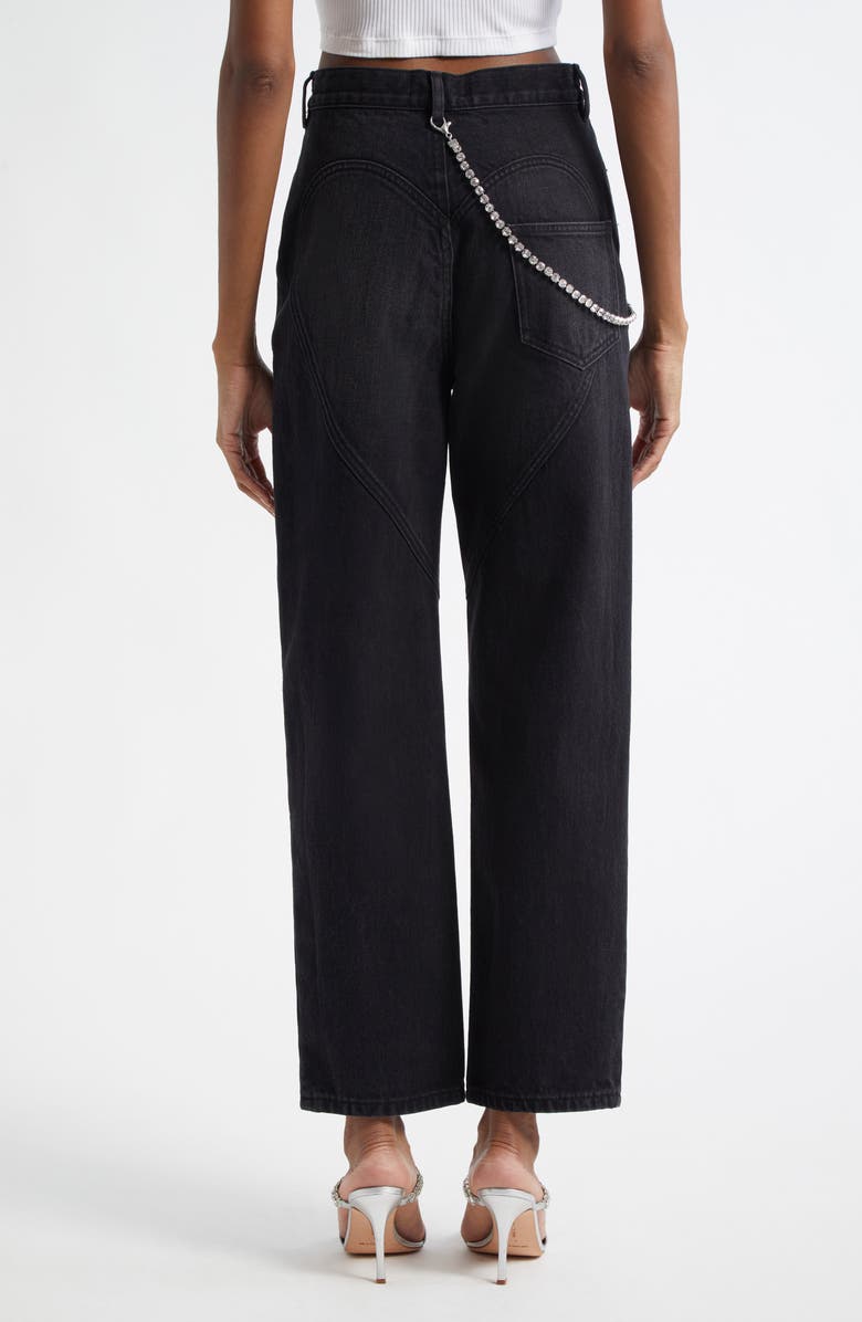 Area Slit Straight Leg Jeans with Crystal Chain, Alternate, color, Black