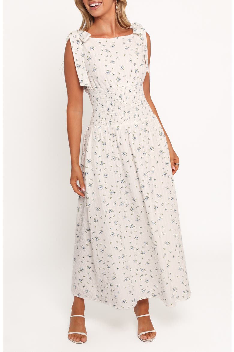 Leticia Tie Strap Maxi Dress, Main, color, BLUE DITSY FLORAL