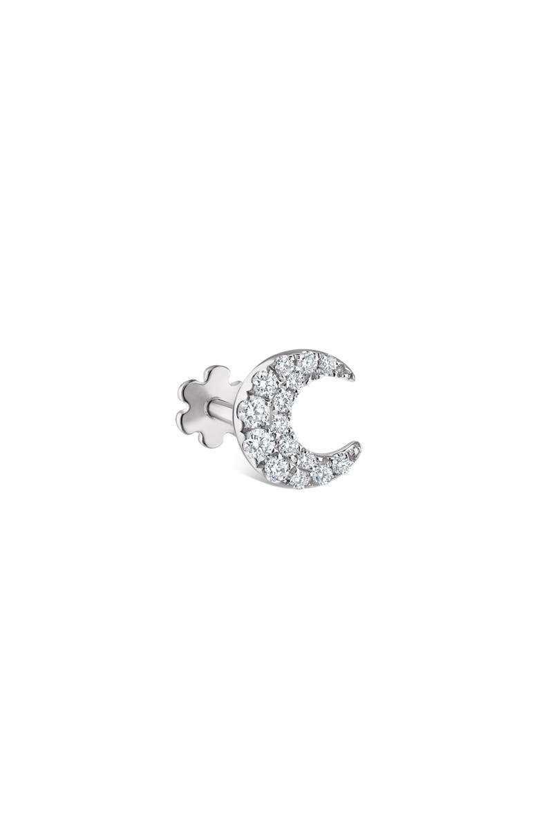 MARIA TASH Diamond Moon Threaded Stud Earring, Alternate, color, White Gold