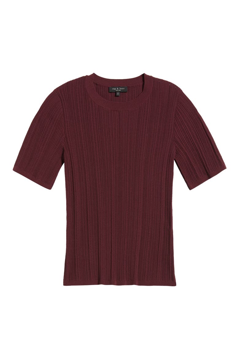 Camryn Short Sleeve Rib Sweater, Alternate, color, PLUM