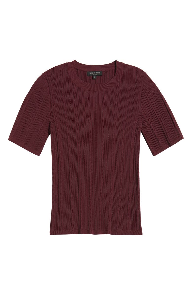 rag & bone Camryn Short Sleeve Rib Sweater, Alternate, color, Plum