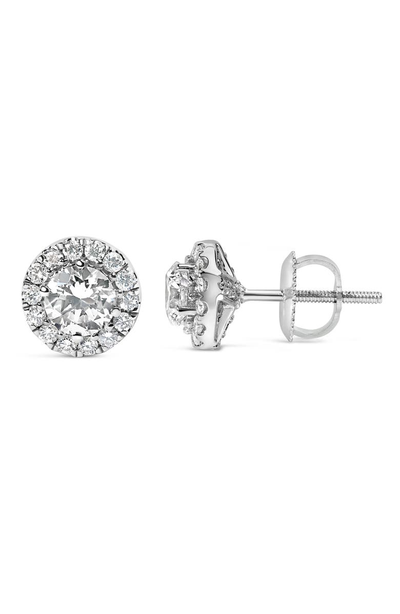 Haus of Brilliance 14K White Gold 1.0 Ct Round Lab-Grown Diamond Halo Stud Earrings, Alternate, color, White