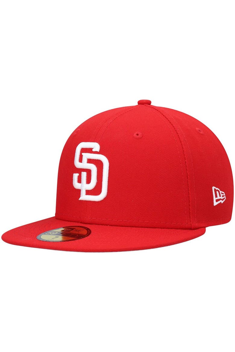 Men's New Era Red San Diego Padres White Logo 59FIFTY Fitted Hat, Main, color, Red