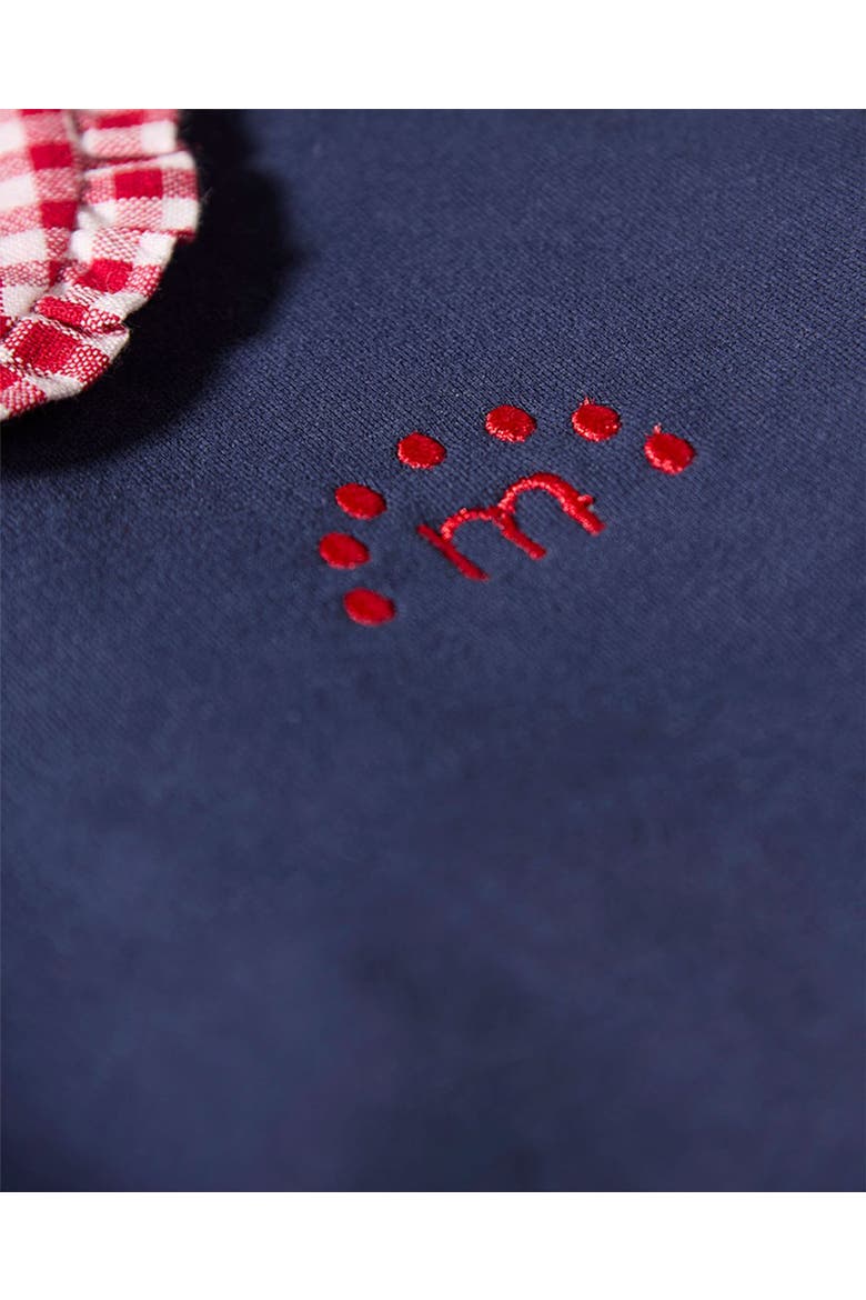 2 Piece Ruffled-Gingham-Collared Sweatshirt and Sweatpants Set, Alternate, color, Navy-Red