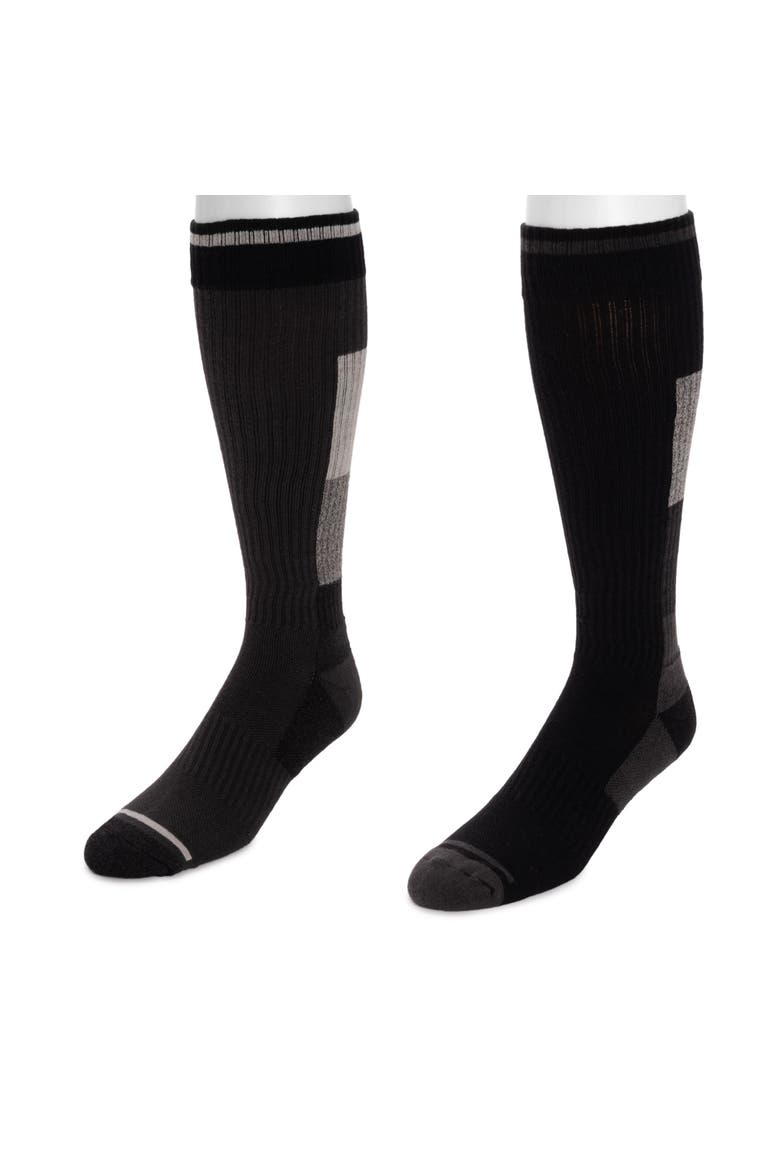 Men's Work Wear Tall Cotton Blend Compression Socks, 2 Pair Pack, Alternate, color, Black/Grey