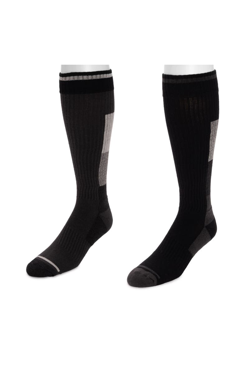 Ruff N Tuff Men's Work Wear Tall Cotton Blend Compression Socks, 2 Pair Pack, Alternate, color, Black/Grey