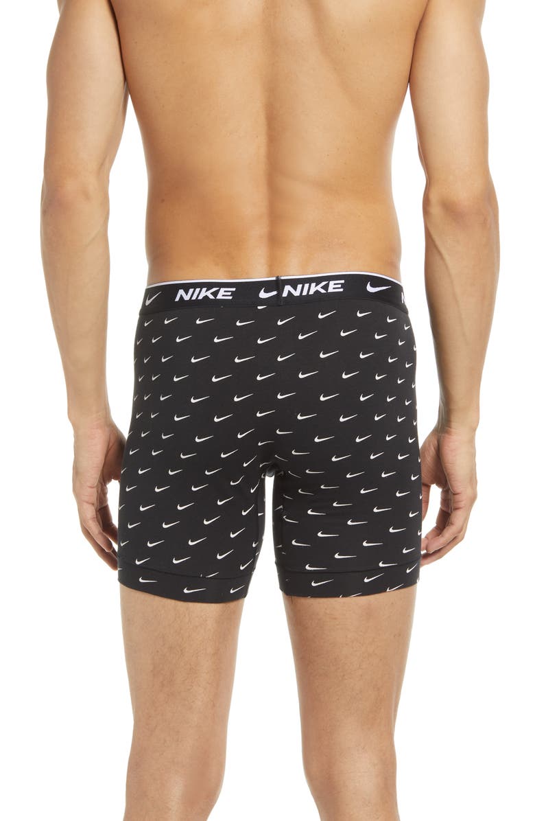Nike Dri-FIT Essential Assorted 3-Pack Stretch Cotton Boxer Briefs, Alternate, color, Swoosh Print