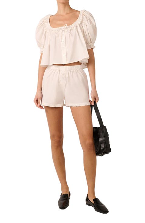 Puff Sleeve Button Up Top