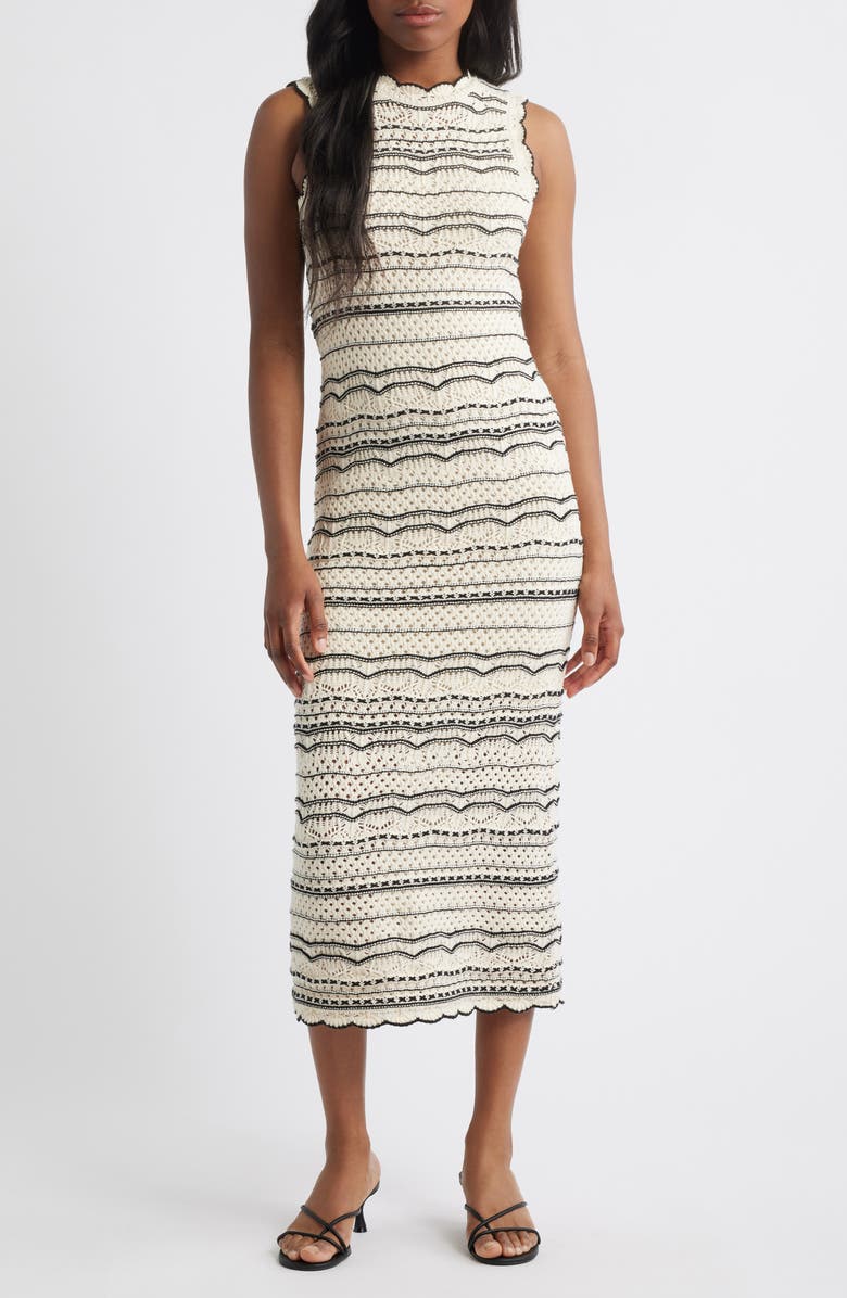 VERO MODA Madeira Open Stitch Cotton Blend Maxi Sweater Dress, Main, color, 