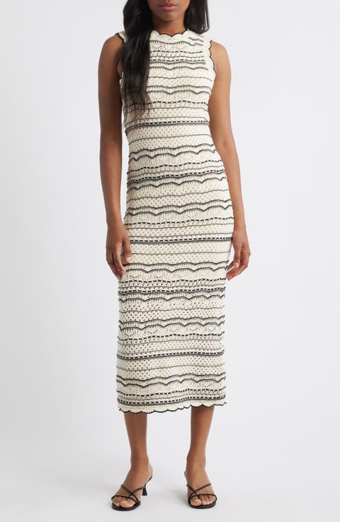 Madeira Open Stitch Cotton Blend Maxi Sweater Dress