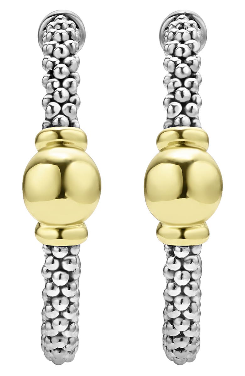 LAGOS Signature Caviar Bead Station Hoop Earrings, Alternate, color, Two-Tone