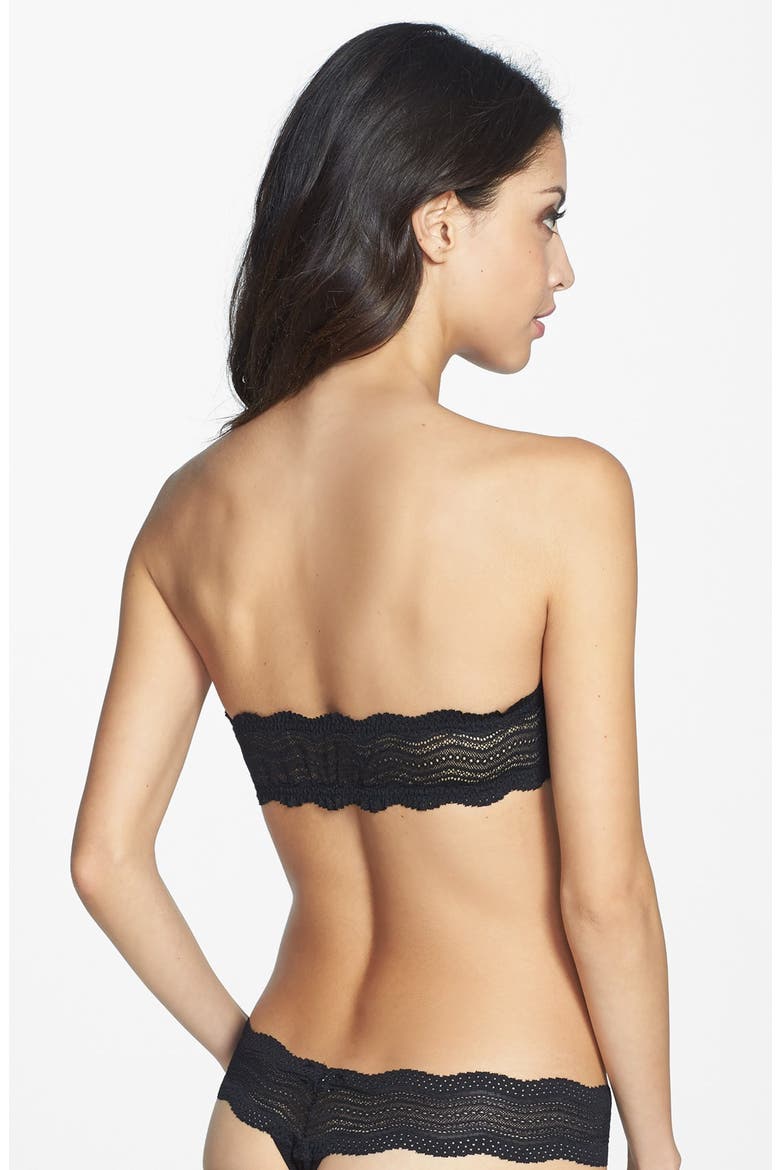 'Dolce' Lace Back Bandeau Bra, Alternate, color, BLACK