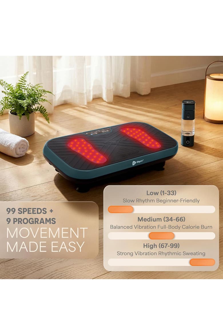 VibraRed Red Light Vibration Plate with Resistance Bands, Alternate, color, Jade