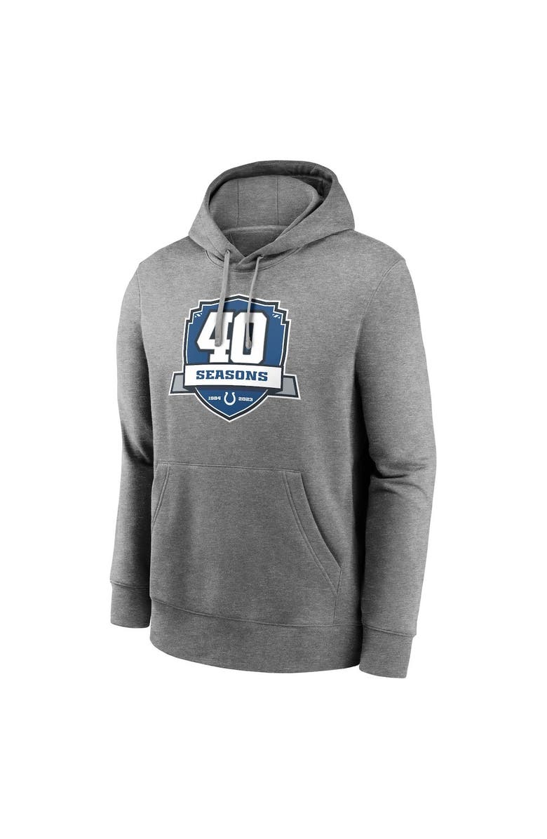 Nike Men's Nike Heather Gray Indianapolis Colts 40th Anniversary Club Pullover Hoodie, Alternate, color, Heather Gray