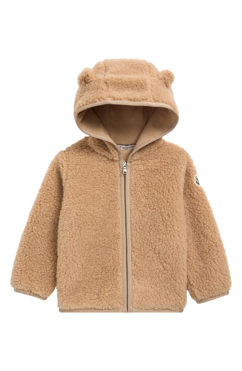Moncler Kids' Fleece Hooded Jacket, Main, color, Brown