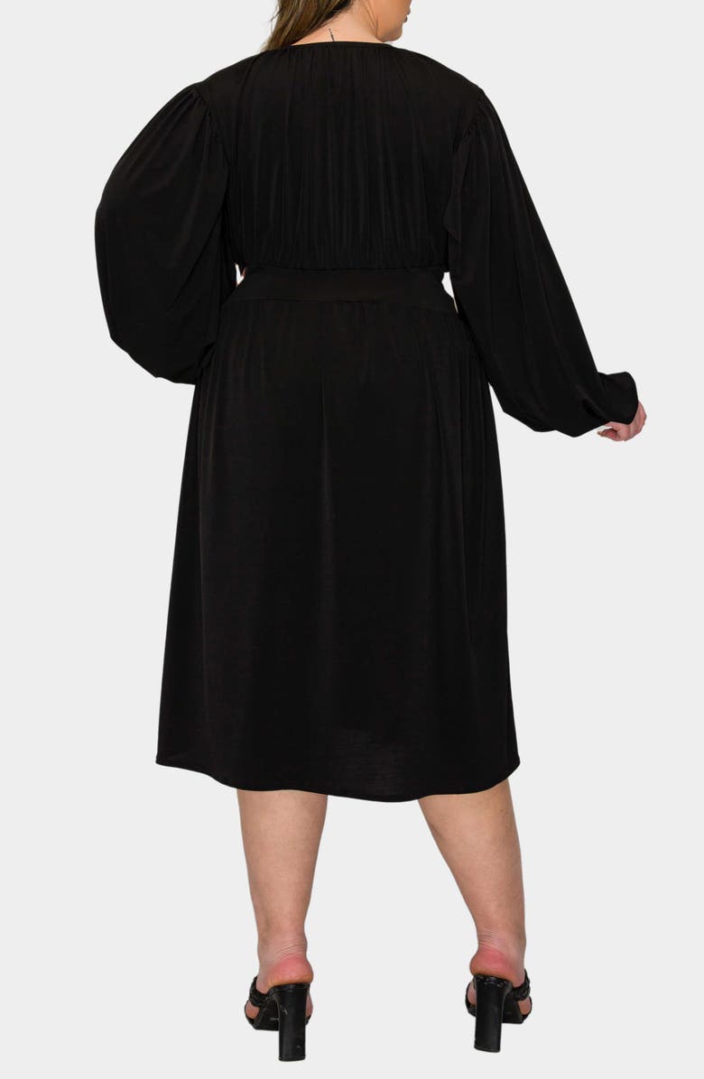 L I V D Audrey Gathered Long Sleeve Midi Dress, Alternate, color, Black