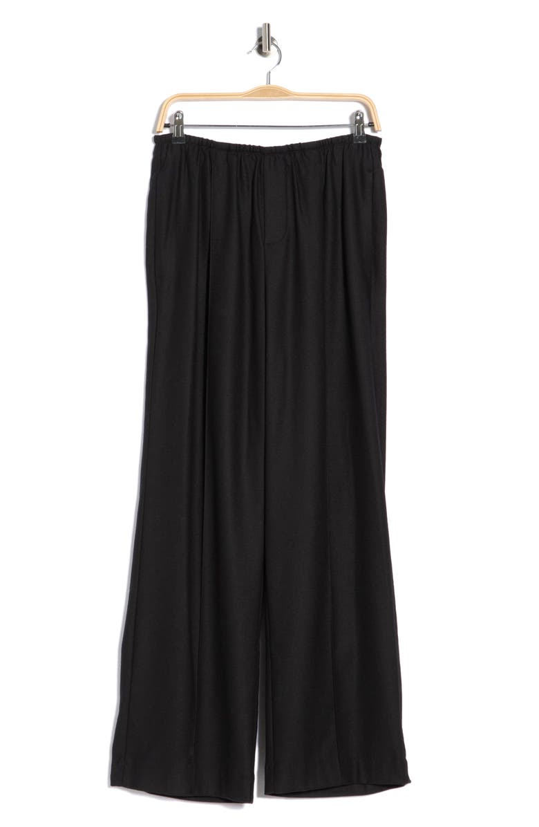 Vince Brushed Flannel Wide Leg Pull-On Pants, Alternate, color, Black